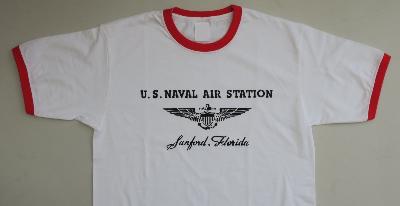 T-shirt US Naval Sanford Florida - col rouge