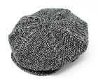 Casquette Gatsby Hanna Hats of Donegal - Tweed chevron gris et noir