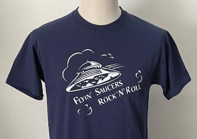 T-shirt Flyin' Saucers Rock'n'Roll - bleu/blanc