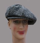 Casquette Gatsby Hanna Hats of Donegal - Tweed chevron gris et noir