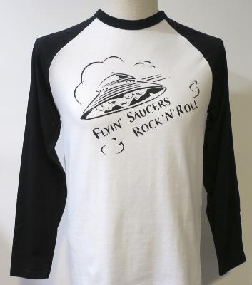 T-shirt Flyin' Saucers Rock'n'Roll - manches longues - blanc et noir