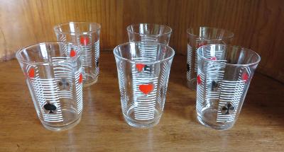 Lot de 6 verres vintage avec les 4 as - Années 60