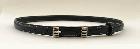 Ceinture fine en cuir noir avec surpiqures blanches