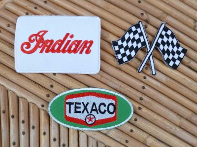 Lot de 3 patchs Indian /Texaco / drapeau course