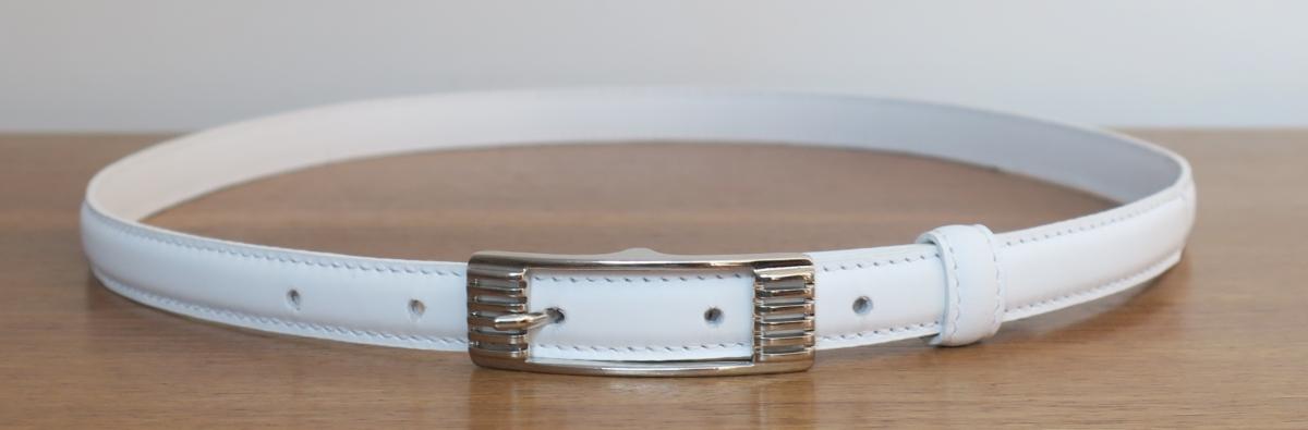 Ceinture fine en cuir blanc Rockabilly style ann es 1940 50