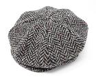 Casquette Gatsby Hanna Hats of Donegal - Tweed chevron gris et marron