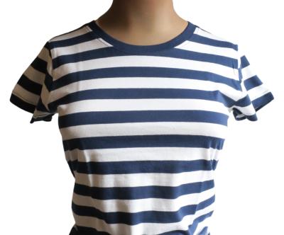 T-shirt rayé blanc et bleu navy pour femme