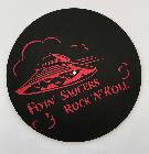 Feutrine pour platine disque "Flyin' Saucers Rock'n'Roll" - dessin rouge