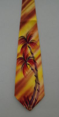 Cravate peinte  la main des annes 1940 / 1940s hand painted tie
