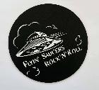 Feutrine pour platine disque "Flyin' Saucers Rock'n'Roll" - dessin blanc