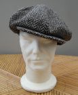 Casquette Gatsby Hanna Hats of Donegal - Tweed chevron gris et marron