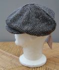 Casquette Gatsby Hanna Hats of Donegal - Tweed chevron gris et marron