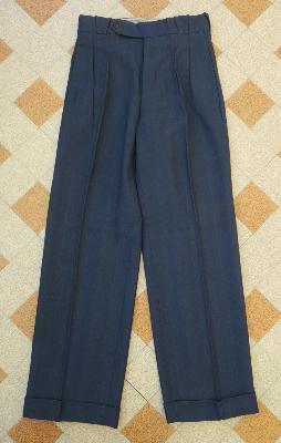 Pantalon en laine bleu français des années 1940 - Tour de taille 72 cm