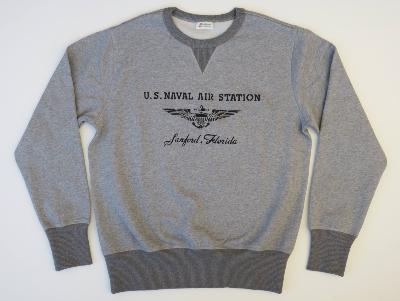 Sweatshirt rétro bicolore gris - US NAVAL AIR STATION SANFORD FLORIDA