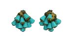 Boucles d'oreille vintage clip avec perles turquoises