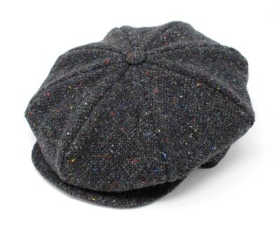 Casquette Gatsby Hanna Hats of Donegal - Tweed gris foncé moucheté
