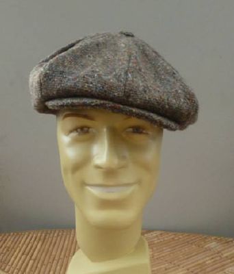 Casquette Gatsby Hanna Hats of Donegal - Tweed chiné marron et gris