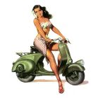 Décalcomanie de pin up avec Vespa