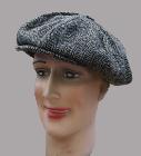 Casquette Gatsby Hanna Hats of Donegal - Tweed chevron gris et noir