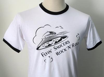 T-shirt Flyin' Saucers Rock'n'Roll - blanc et noir 