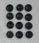 Lot de 12 boutons vintage en verre noir - 1,7 cm